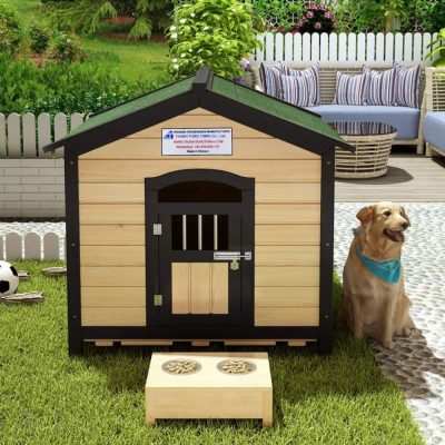 light color wooden dog house