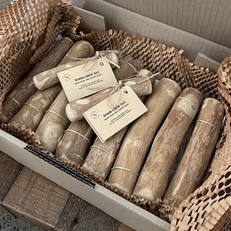 Showcase the natural beauty and eco-friendly appeal of coffee wood chews