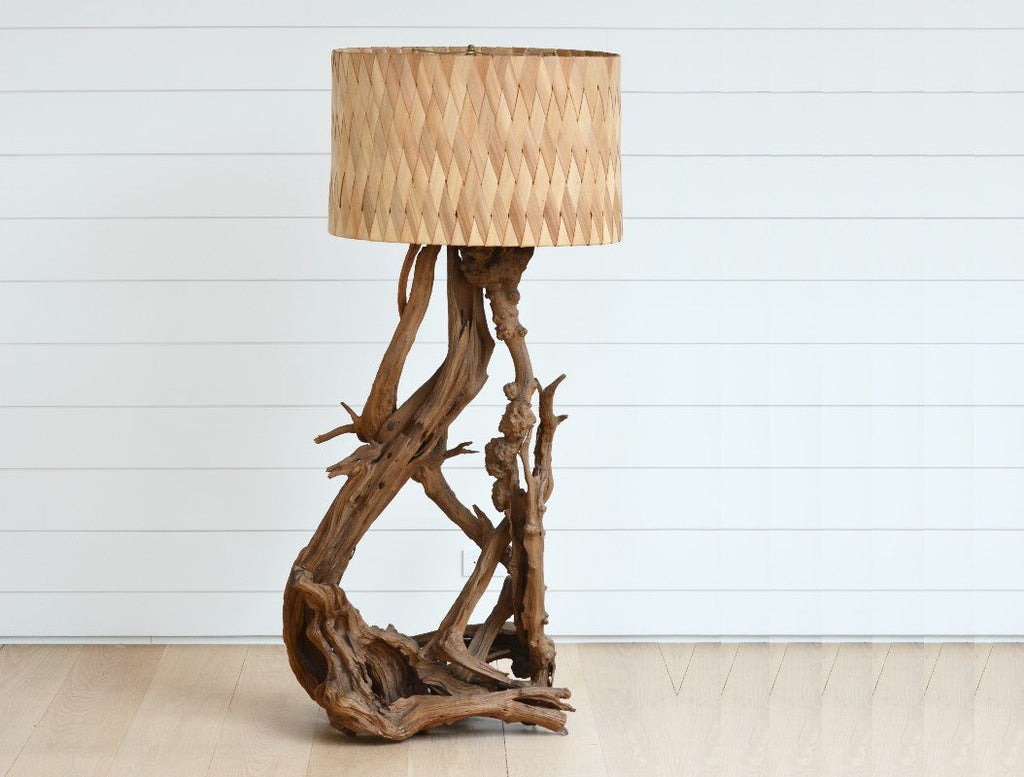 Vintage driftwood floor lamp