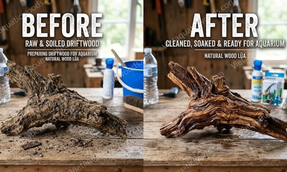 How to clean driftwood before and after a fish tank.