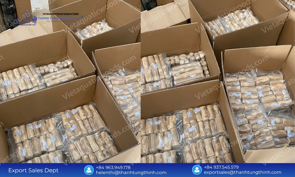 Factory vacuum packaging inside bulk cardboard containers proving coffee wood dog chew good or bad for transport