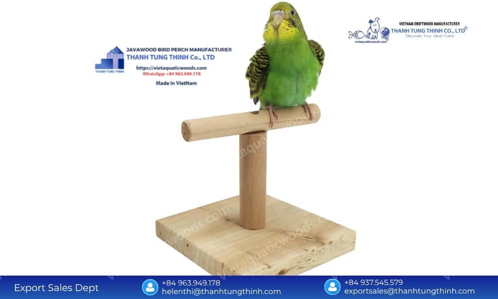 Non-toxic T-stand natural wood toy manufactured as wholesale pet bird accessories
