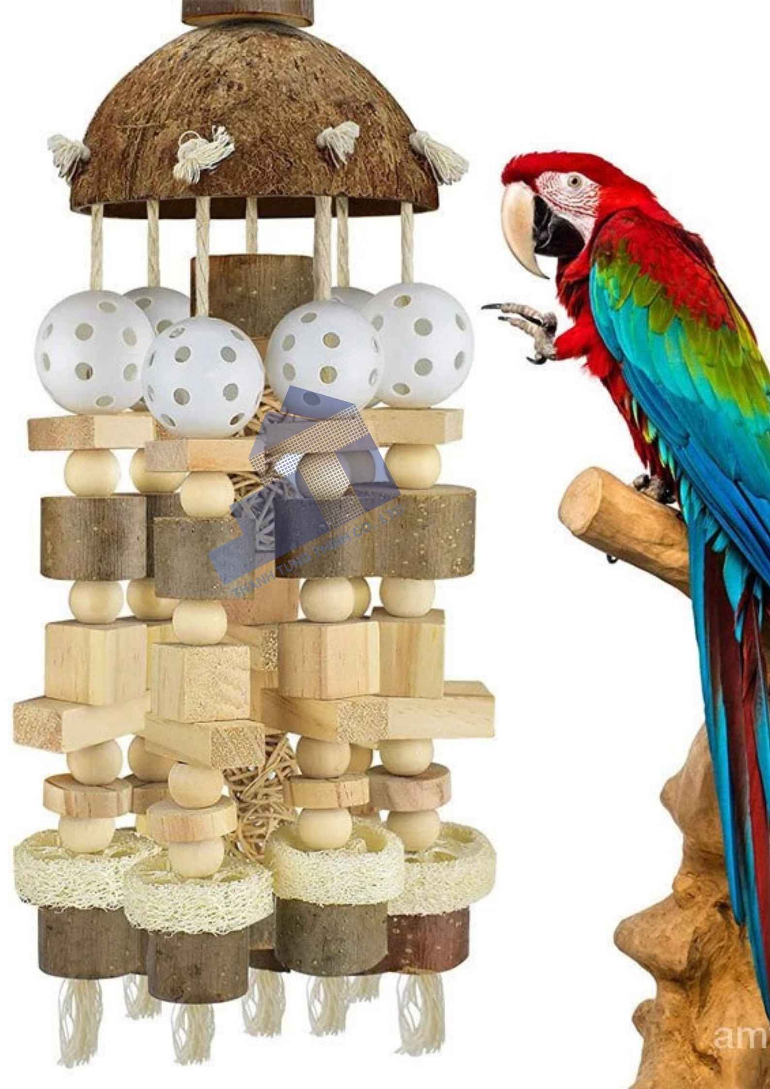 Natural Stacker Wooden Parrot Toy