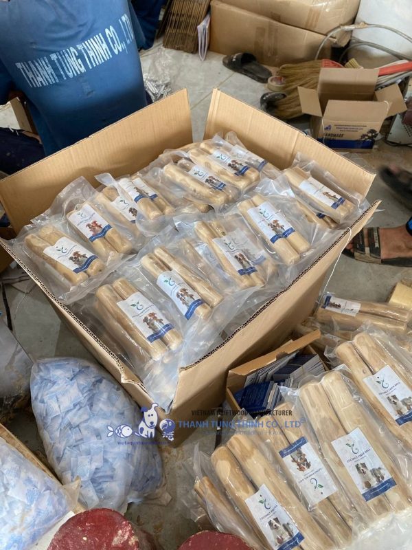 Packing coffee wood dog chews