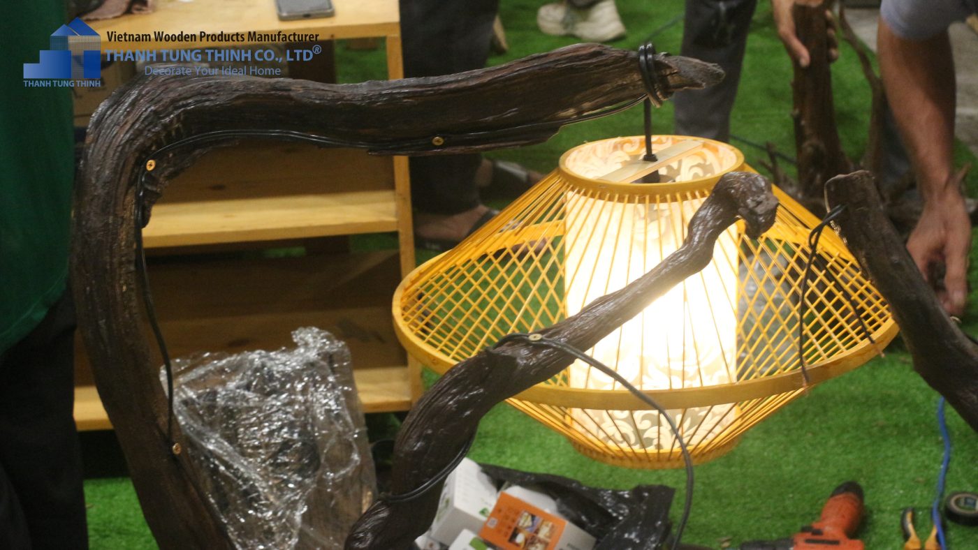 Handcrafted driftwood lamps we brought to the fair