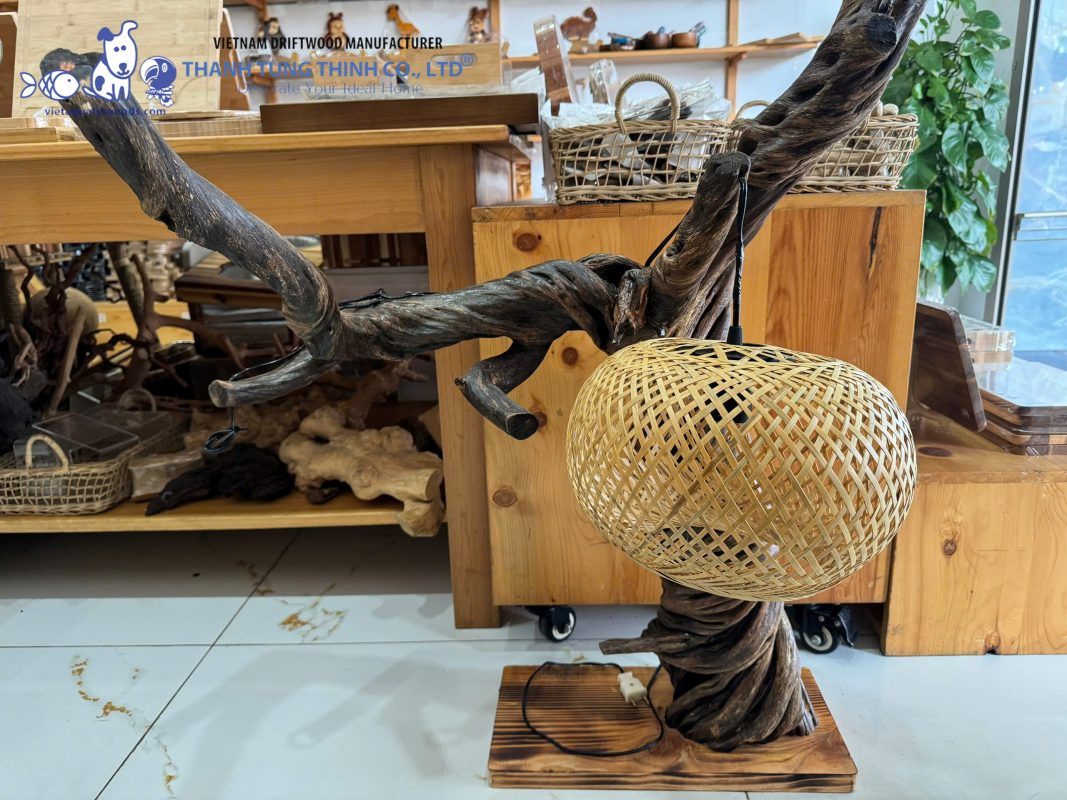 Offering custom driftwood lamp designs