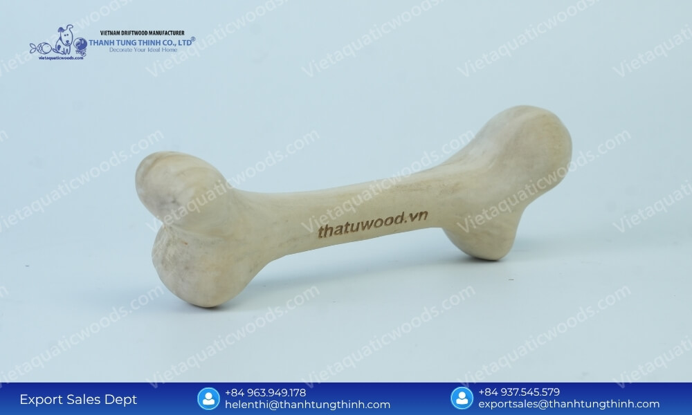 Ergonomic bone-shaped organic chew toy showing why are coffee wood dog chew safe for dental care