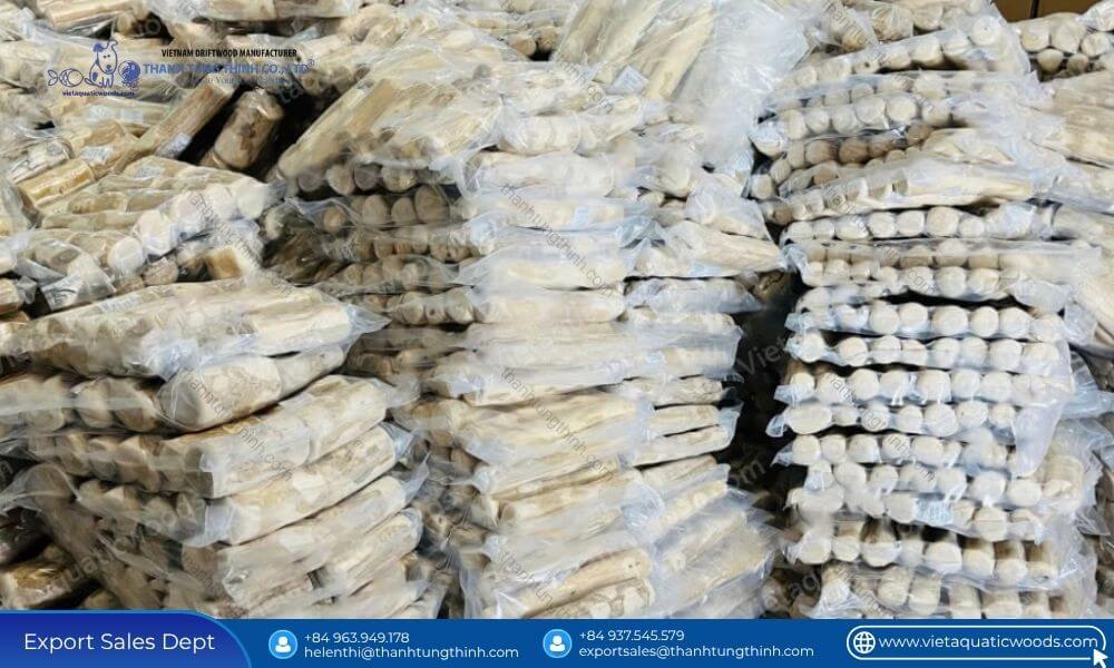 Packaged natural coffee wood dog chews ready to source coffee wood dog chews from Vietnam