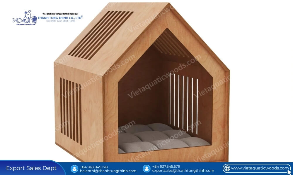 Premium pre-treated wooden pet shelter designed for international shipping logistics for bulk wooden dog houses