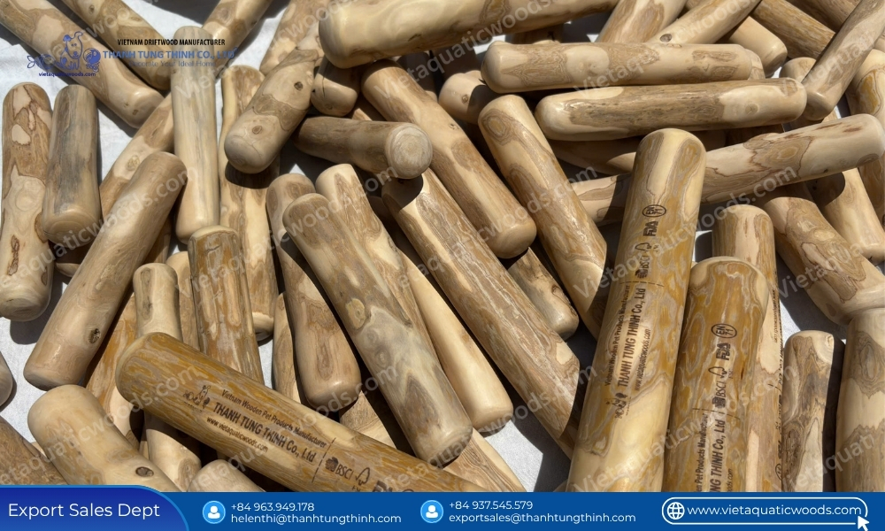 Premium raw materials ready for custom private label coffee wood dog chew production