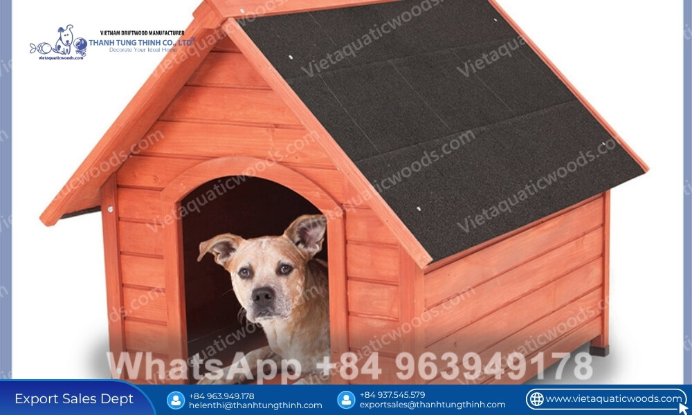 Premium outdoor wooden dog kennel manufactured with high durability to secure large scale wooden pet house supply chain stability