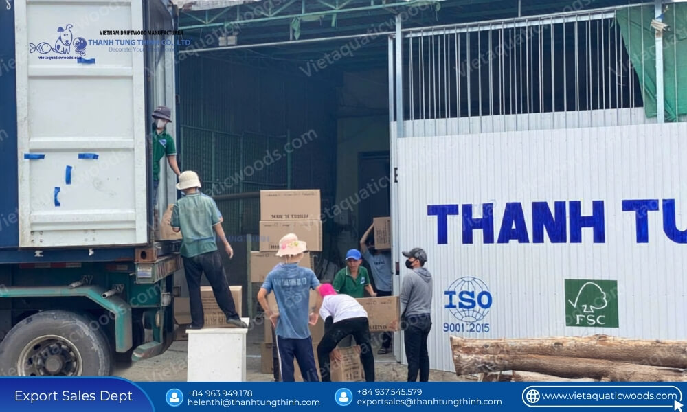 Efficient international container loading process for bulk dog toys