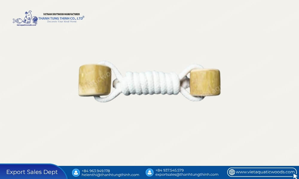 Multi-textured coffee wood and cotton rope toy for bulk dog toys
