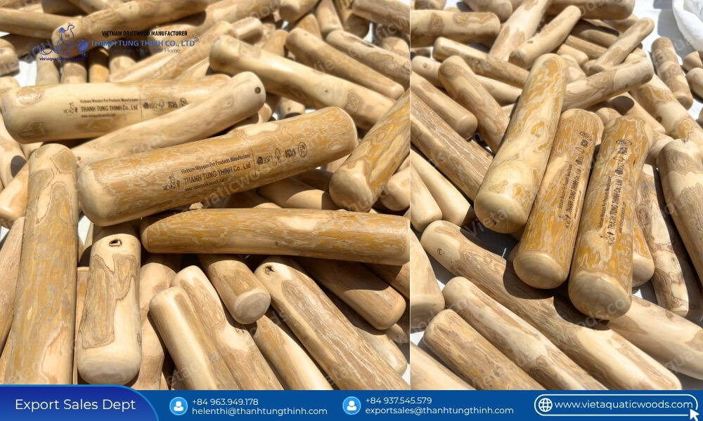 branded natural sticks produced by a wholesale supplier of coffee wood chew in vietnam